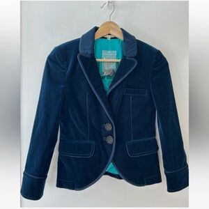 RUEHL 925 Blazer XS GREENWICH STREET Jacket Navy Velvet Metallic Buttons Y2K NEW